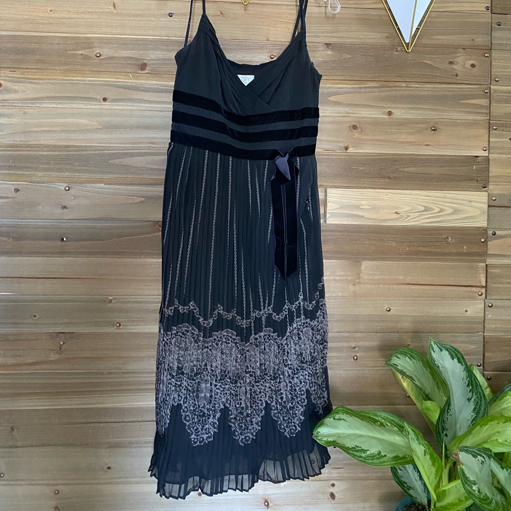 Ann Taylor the Loft Black strappy v-neck dress